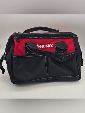 12" Wide-Mouth Husky Tool Bag - Black & Red